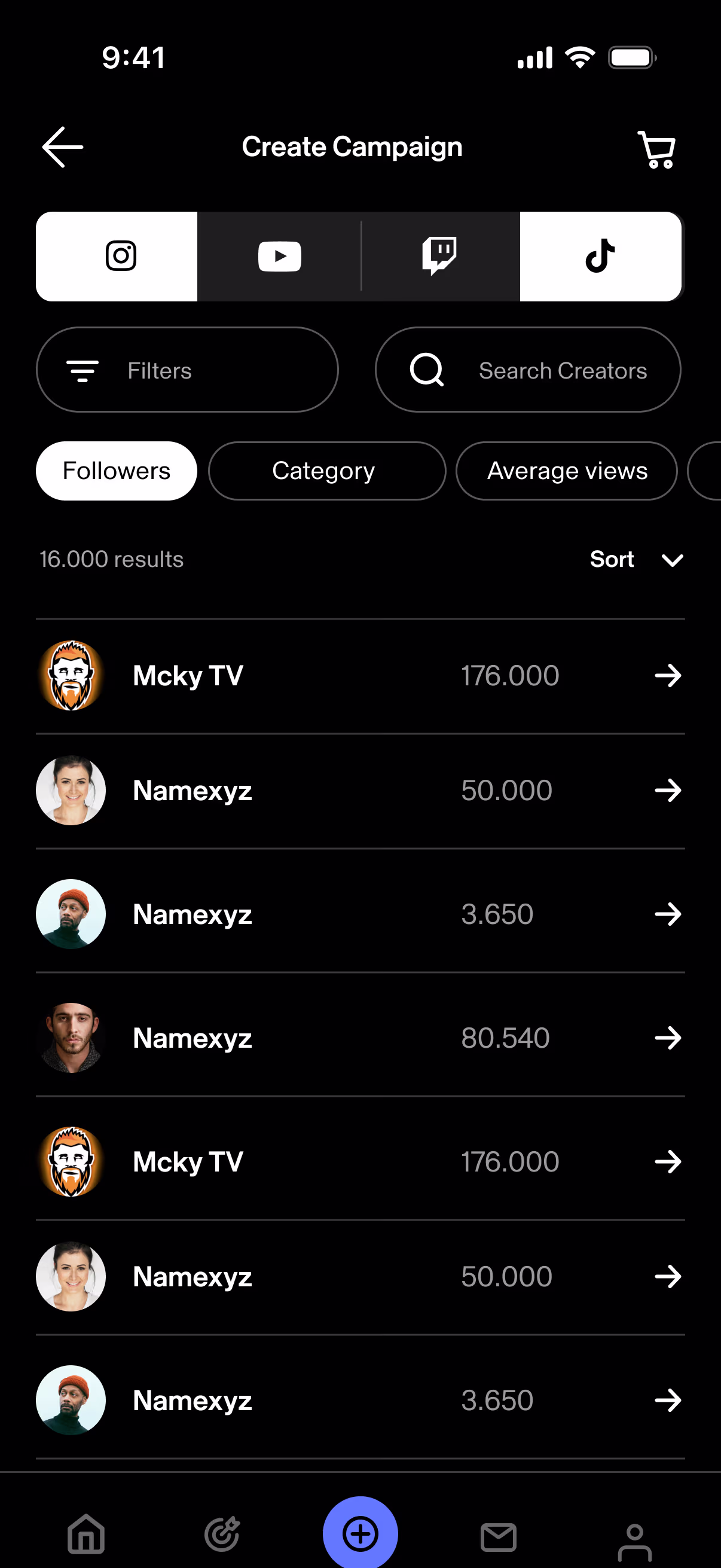 Bloop app screenshot of campaign creation form