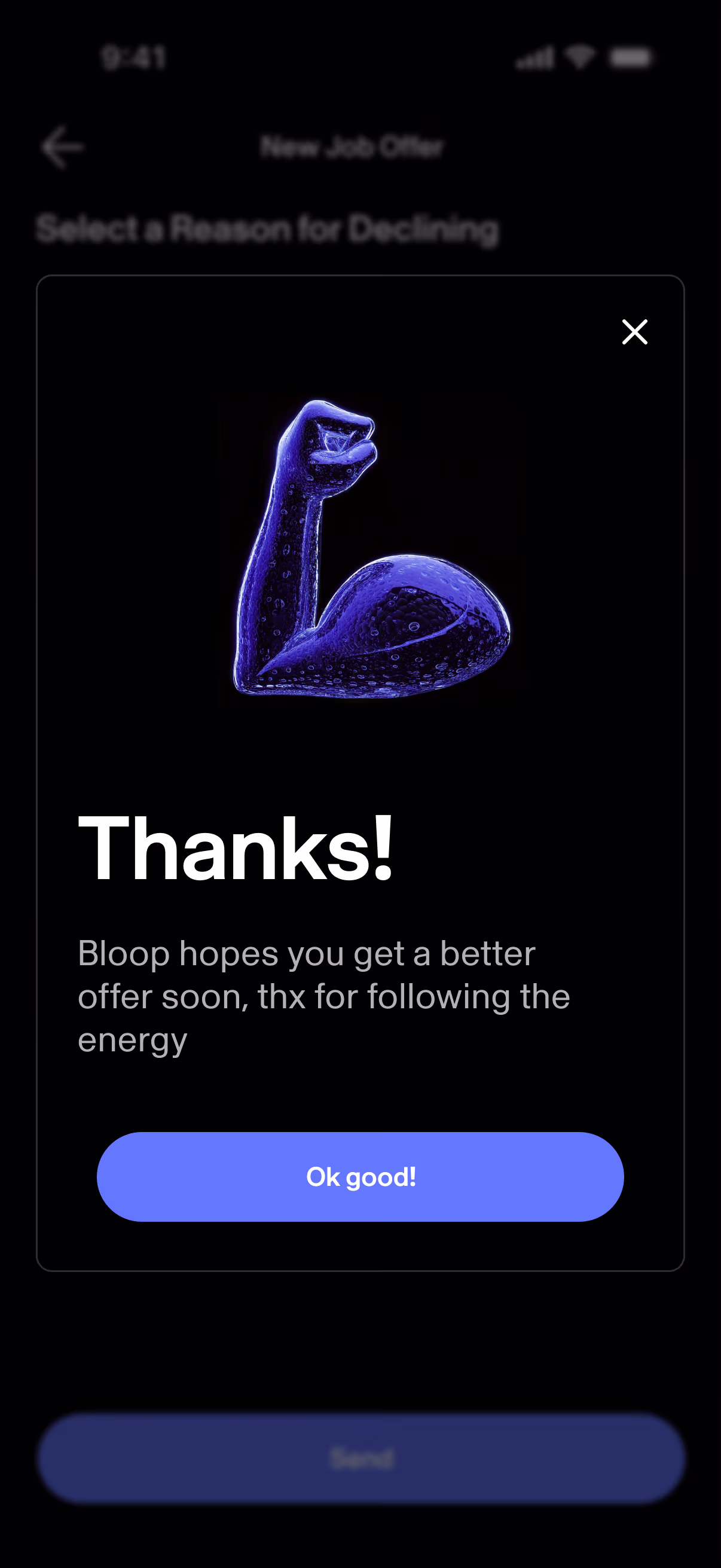 Bloop app screenshot showing completed campaign and payment